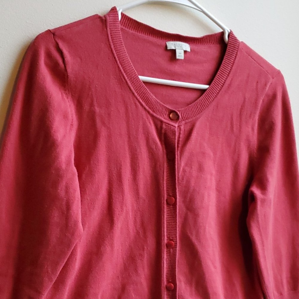 Talbots Salmon Button Down Cardigan Size Petite M… - image 2
